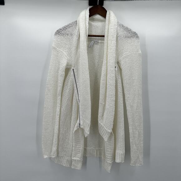 Katherine Barclay Cardigan Sweater Womens Mesh Breathable Beachy Asymmetrical - Picture 1 of 10